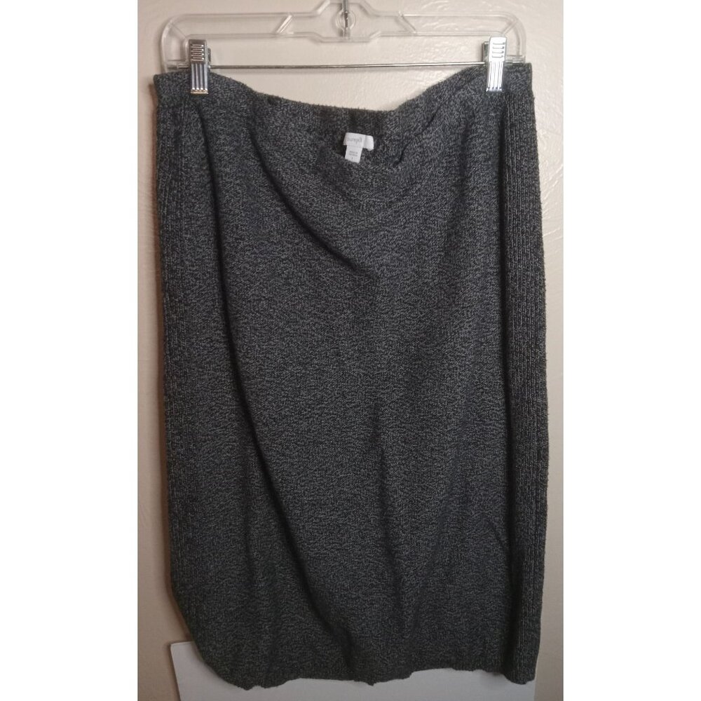 Pure Jill Ribbed Long Heathered Black Sweater Skirt Size Large Lagenlook Layers